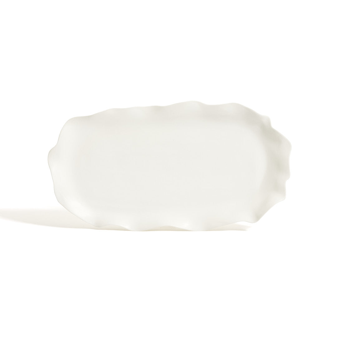LARGE FLOW SERVING PLATTER, VELLUM - DB CERAMIC