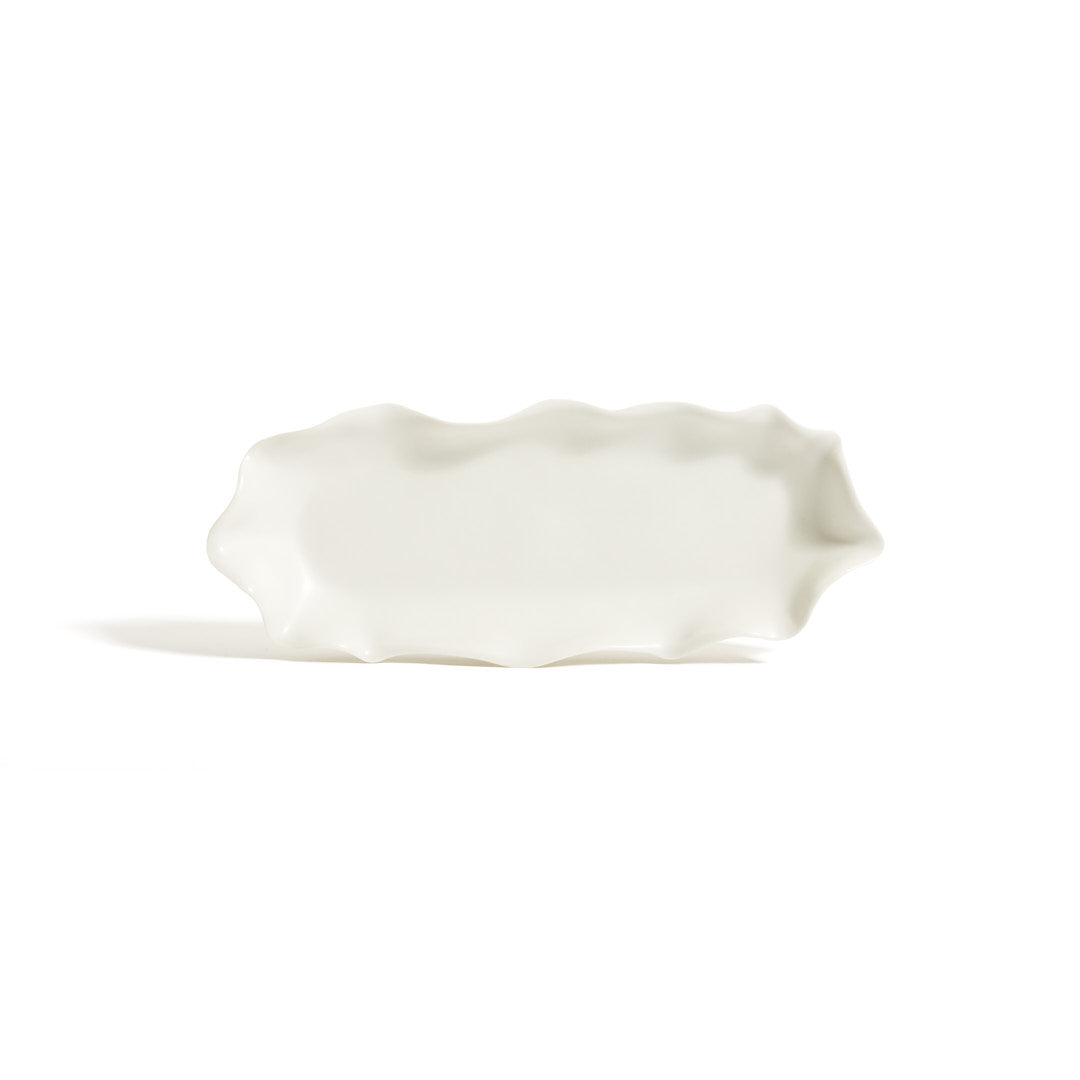 SMALL FLOW SERVING PLATTER, VELLUM - DB CERAMIC