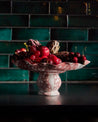 LARGE CAKE STAND / RAISED PLATTER, BURGUNDY - DB CERAMIC