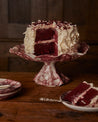 SMALL FLUTED CAKE STAND, BURGUNDY - DB CERAMIC