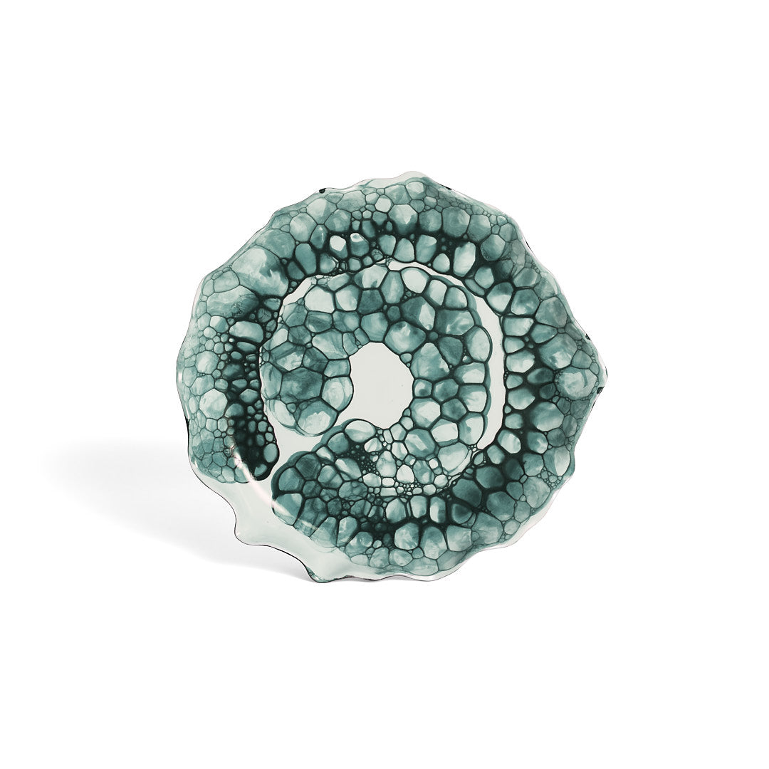 ROUND FLOW SERVING PLATTER / CHARGER, TEAL - DB CERAMIC