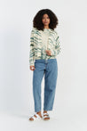 CP x DB Green Wool-Cashmere Deborah Brett Stripe Cardigan - DB CERAMIC