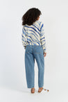CP x DB Blue Wool-Cashmere Deborah Brett Stripe Cardigan - DB CERAMIC