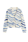 CP x DB Blue Wool-Cashmere Deborah Brett Stripe Cardigan - DB CERAMIC