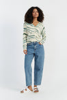 CP x DB Green Wool-Cashmere Deborah Brett Stripe Cardigan - DB CERAMIC