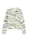 CP x DB Green Wool-Cashmere Deborah Brett Stripe Cardigan - DB CERAMIC