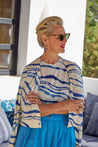 CP x DB Blue Wool-Cashmere Deborah Brett Stripe Cardigan - DB CERAMIC