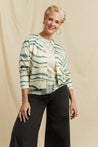 CP x DB Green Wool-Cashmere Deborah Brett Stripe Cardigan - DB CERAMIC