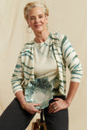 CP x DB Green Wool-Cashmere Deborah Brett Stripe Cardigan - DB CERAMIC