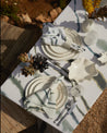 SET OF 6 VELLUM NAPKIN RINGS & TEAL TIE-DYE NAPKINS - DB CERAMIC